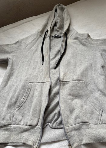 Gri Kapüşonlu Fermuarlı Erkek Sweatshirt - Görsel 3