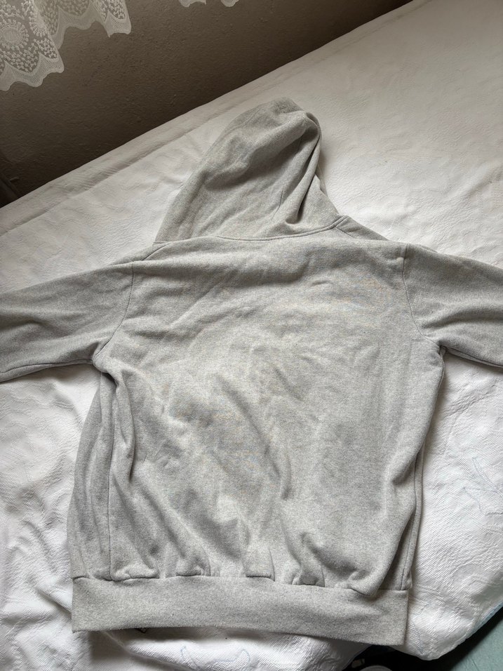 Gri Kapüşonlu Fermuarlı Erkek Sweatshirt - Görsel 4