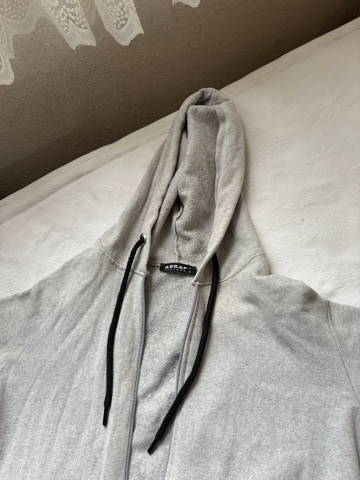 Gri Kapüşonlu Fermuarlı Erkek Sweatshirt - Görsel 2