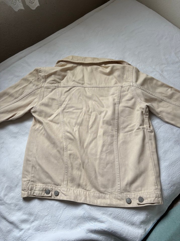 Bej Düğmeli Unisex Kot Ceket - Görsel 4