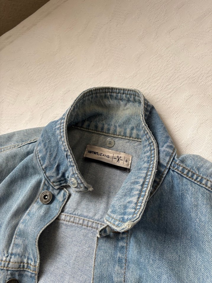 Erkek Mavi Denim Ceket, Düğmeli, Salaş Kesim - Görsel 2