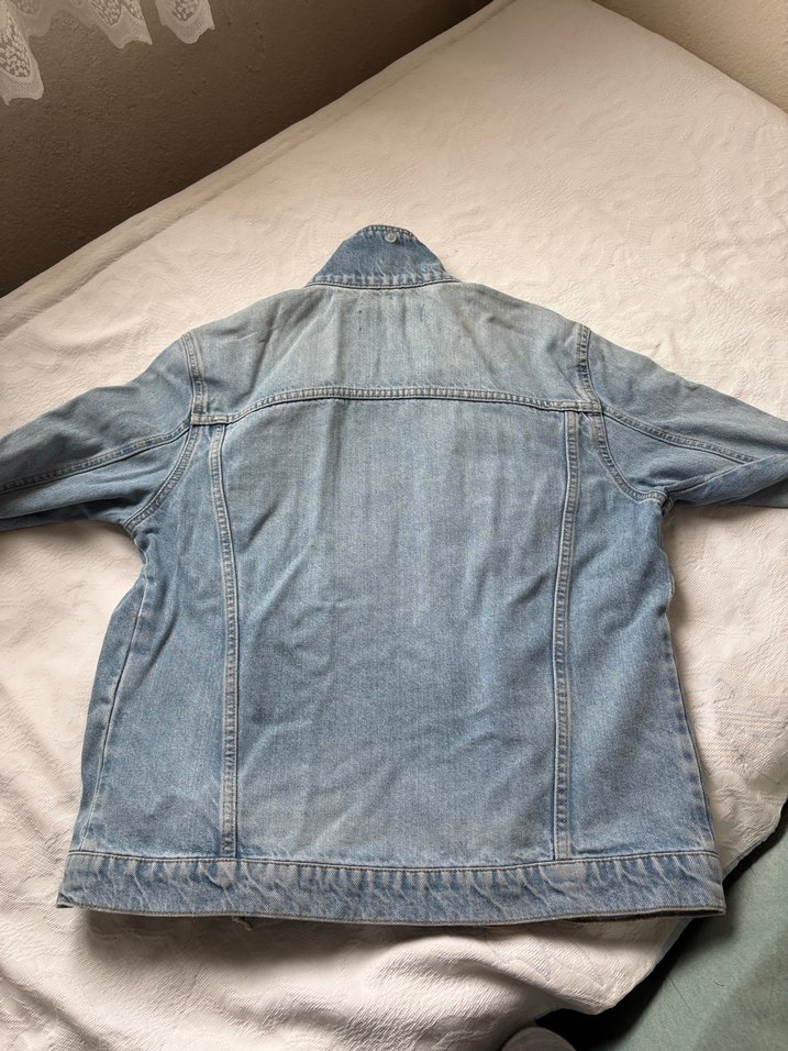 Erkek Mavi Denim Ceket, Düğmeli, Salaş Kesim - Görsel 3