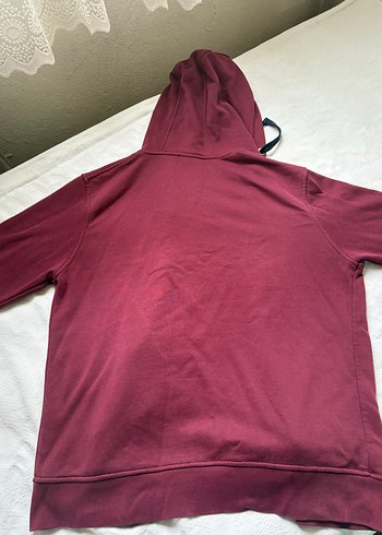 Bordo Kapüşonlu Fermuarlı Unisex Sweatshirt - Görsel 3