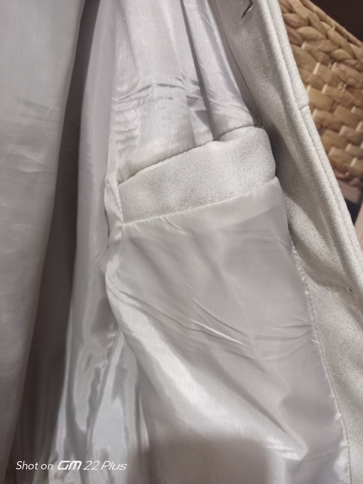 Düğmeli Beyaz Süet erkek Ceket - Görsel 4