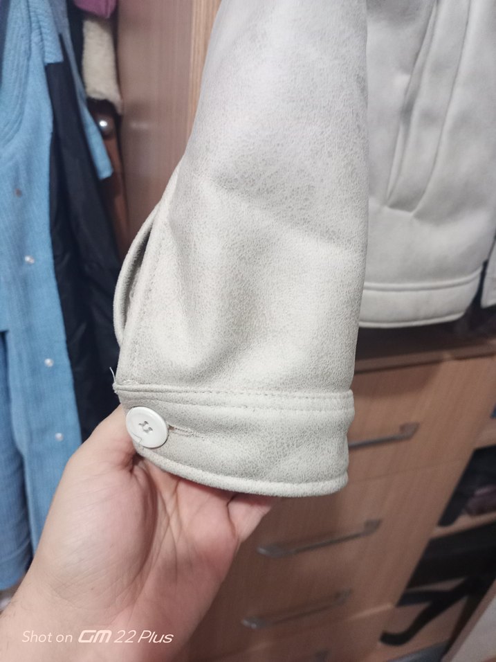 Düğmeli Beyaz Süet erkek Ceket - Görsel 5