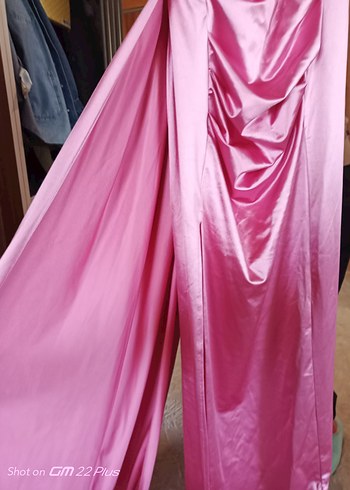 EMIR BELA Pembe Drapeli Uzun Abiye Elbise - Görsel 8