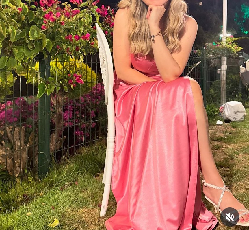 EMIR BELA Pembe Drapeli Uzun Abiye Elbise - Görsel 2