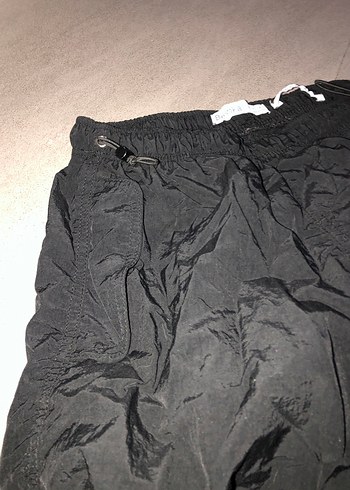 Bershka Kadın Siyah Keten lastikli Rahat Pantolon