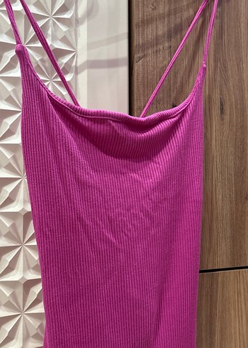 Pembe İnce Askılı Uzun Elbise - Görsel 2