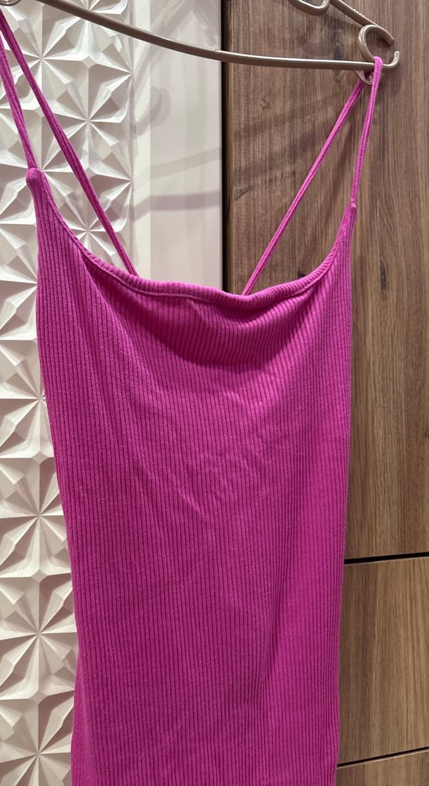 Pembe İnce Askılı Uzun Elbise - Görsel 2