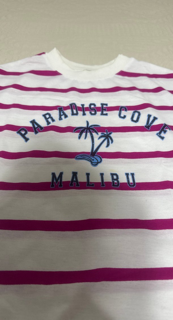 Kız Çocuk Pembe Çizgili Tişört - Görsel 2