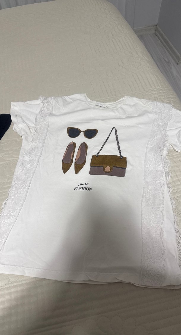 Baskılı kısa kollu hamile üstü, straplez kesim - Görsel 2