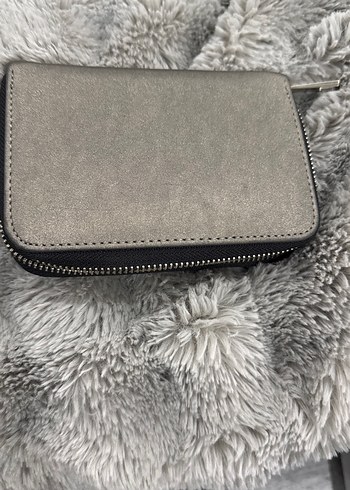 Gri Deri Kadın Cüzdanı, Kürk Detaylı - Görsel 2