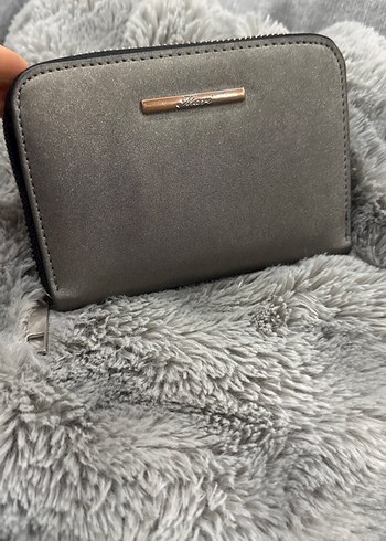 Gri Deri Kadın Cüzdanı, Kürk Detaylı - Görsel 5