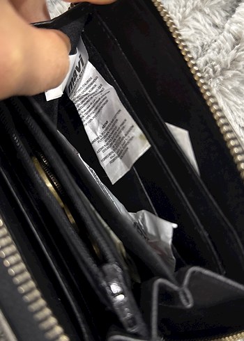 Gri Deri Kadın Cüzdanı, Kürk Detaylı - Görsel 4