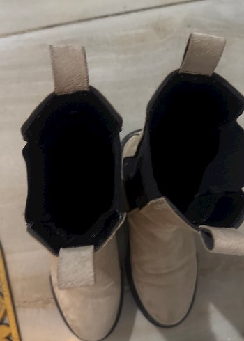 Bej Süet Kadın Botlar, Tokalı, Blok Topuklu - Görsel 5