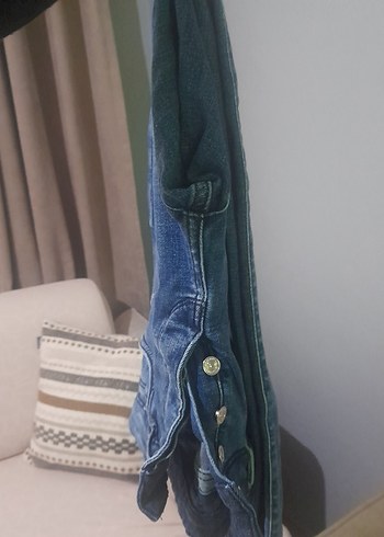 Düğmeli Mavi erkek  Midi Kot Pantolon - Görsel 3