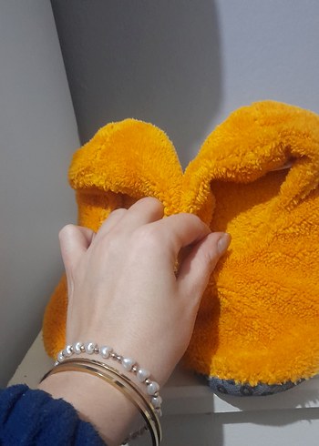 Kız Çocuk Sarı Kürklü Sıcak Ev Terliği - Görsel 3