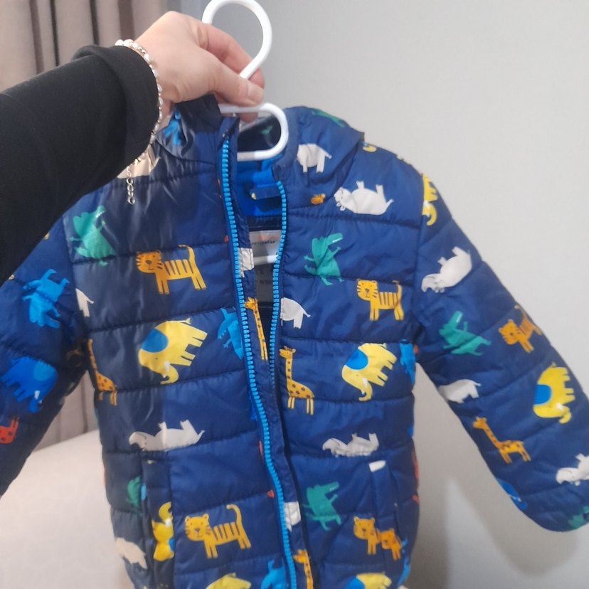 Erkek Çocuk Mavi Desenli Şişme Mont - Görsel 4