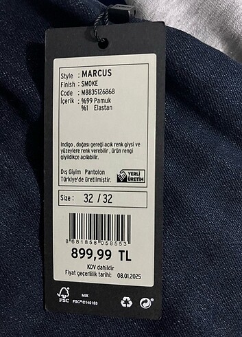 42 Beden Erkek kot pantalon