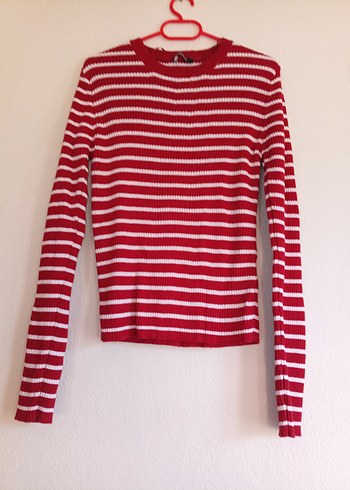 Çizgili, boğazlı, uzun kollu kadın kazak - Görsel 3