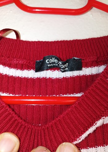 Çizgili, boğazlı, uzun kollu kadın kazak - Görsel 4