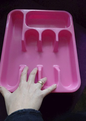 Koyu Pembe Plastik Çatal Kaşık Düzenleyici - Görsel 2