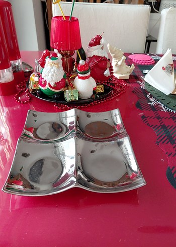 Parlak Gümüş Bölmeli Servis Tabağı - Görsel 5