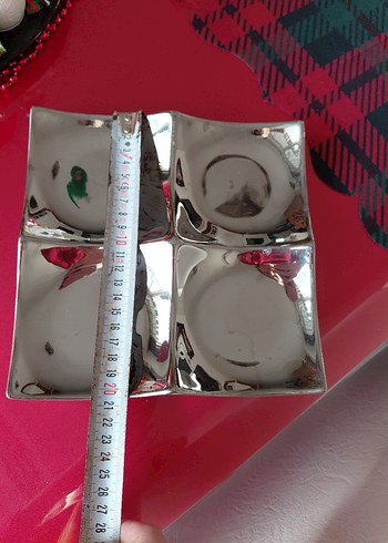 Parlak Gümüş Bölmeli Servis Tabağı - Görsel 3