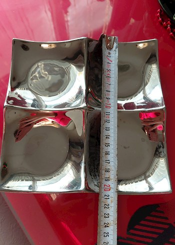 Parlak Gümüş Bölmeli Servis Tabağı - Görsel 2