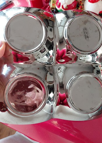 Parlak Gümüş Bölmeli Servis Tabağı - Görsel 4