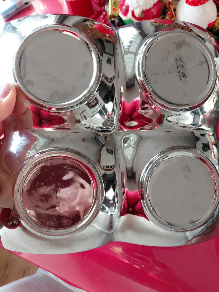 Parlak Gümüş Bölmeli Servis Tabağı - Görsel 4