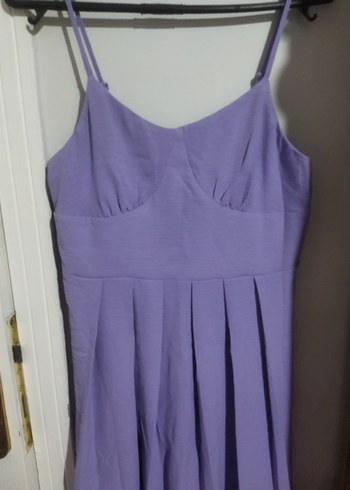Lila Pilili Mini Elbise