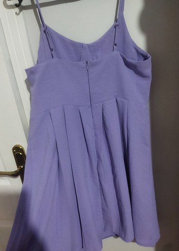 38 Beden Lila Pilili Mini Elbise
