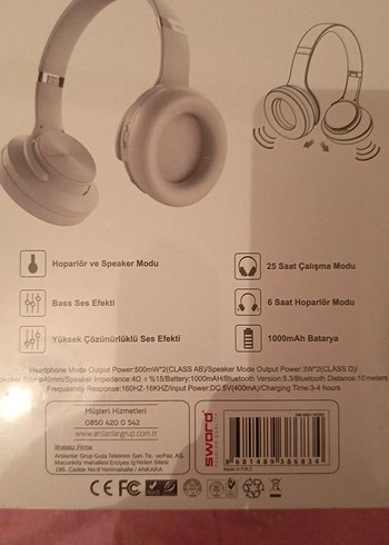 SW-9001 Beyaz Kablosuz Kulaklık - Görsel 2