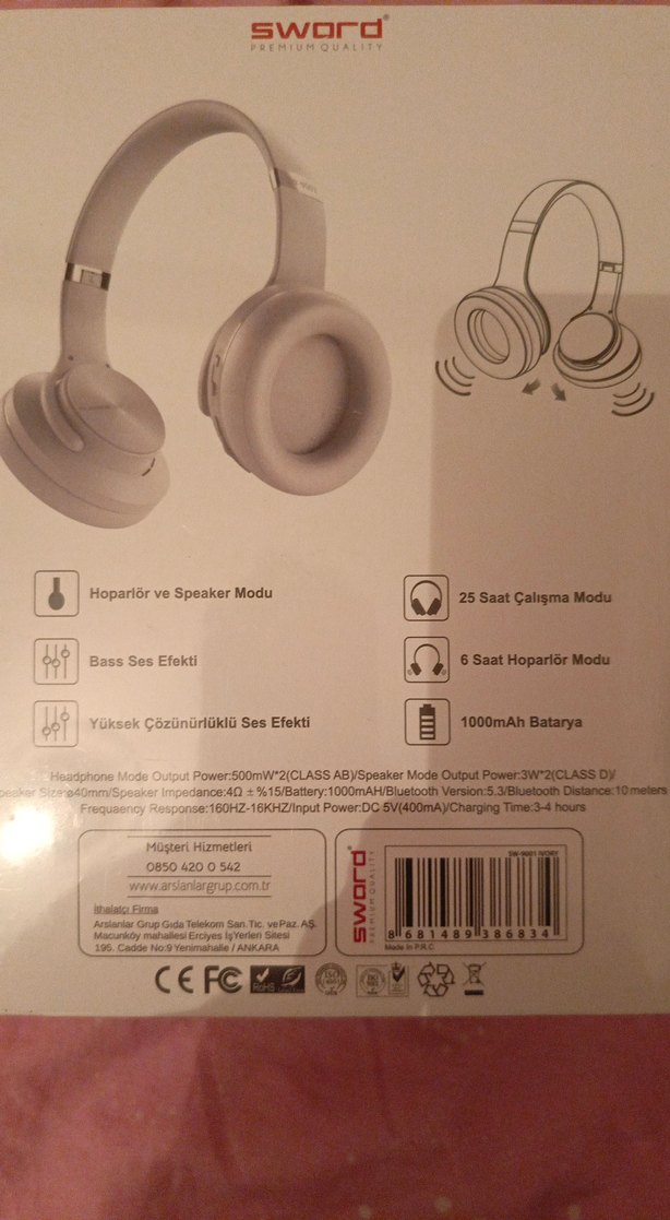 SW-9001 Beyaz Kablosuz Kulaklık - Görsel 2