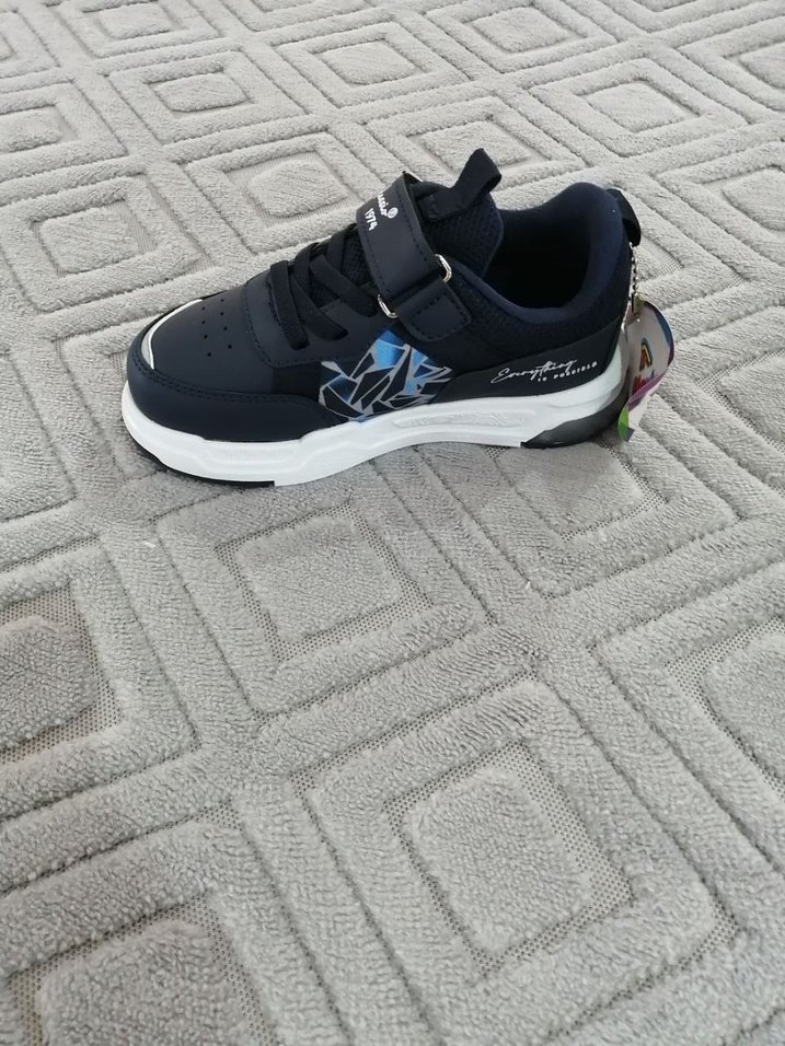 Koyu Mavi Erkek Çocuk Yılan Desenli Spor Ayakkabı - Görsel 2