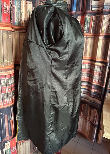 Siyah Uzun Deri Kadın Ceket - Görsel 12