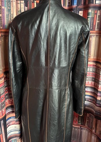 Siyah Uzun Deri Kadın Ceket - Görsel 3