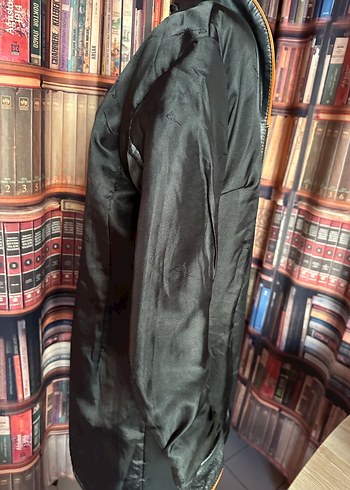 Siyah Uzun Deri Kadın Ceket - Görsel 10