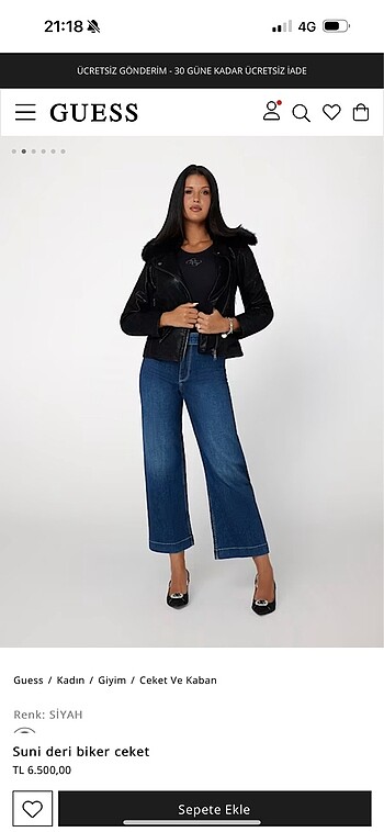Guess Guess suni deri biker mont
