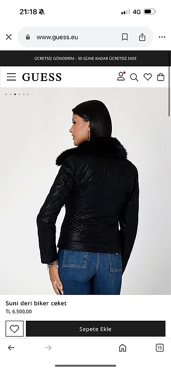 l Beden Guess suni deri biker mont