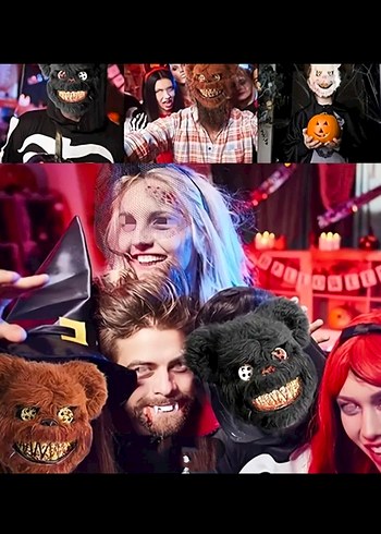 Kahverengi Işıklı Peluş Ayı Maskesi - Görsel 5