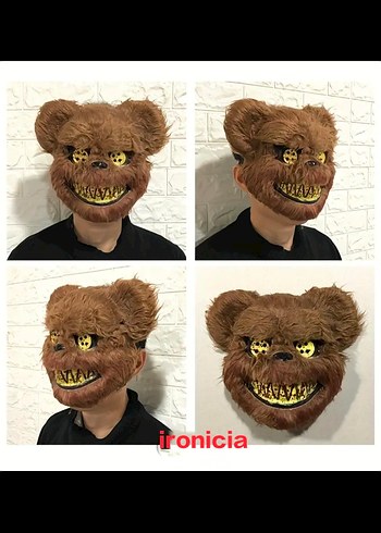 Kahverengi Işıklı Peluş Ayı Maskesi - Görsel 4