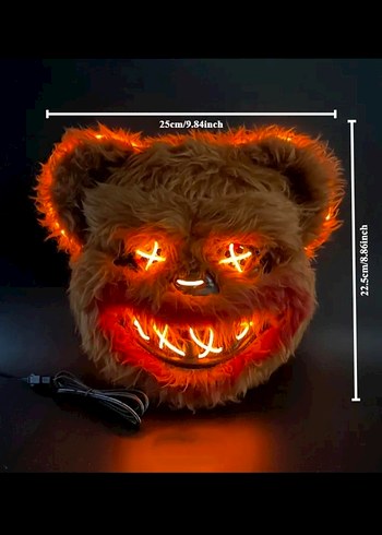 Kahverengi Işıklı Peluş Ayı Maskesi - Görsel 2