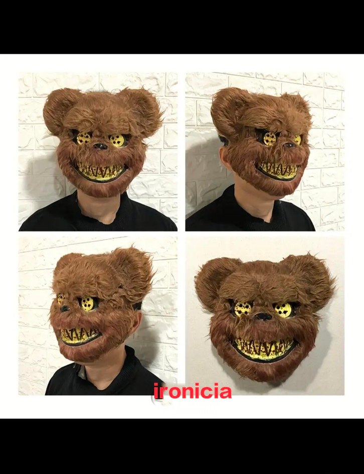 Kahverengi Işıklı Peluş Ayı Maskesi - Görsel 4