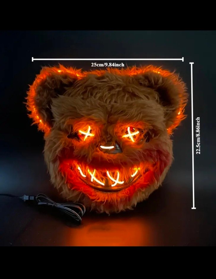 Kahverengi Işıklı Peluş Ayı Maskesi - Görsel 2