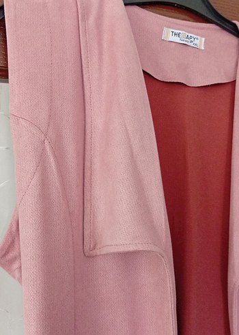 Zara Pembe Uzun Süet Yelek