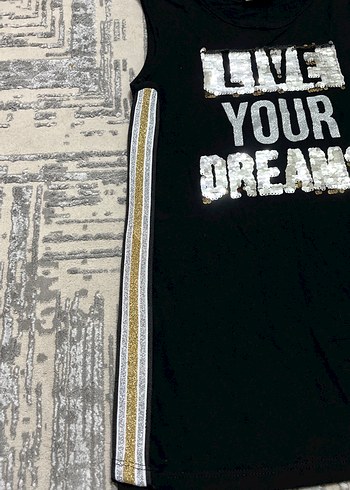 Kız Çocuk Siyah Payetli Spor Tişört - Görsel 3