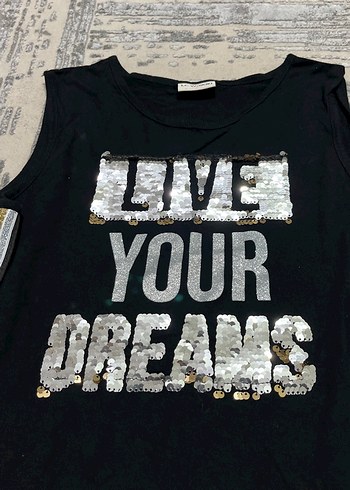 Kız Çocuk Siyah Payetli Spor Tişört - Görsel 2